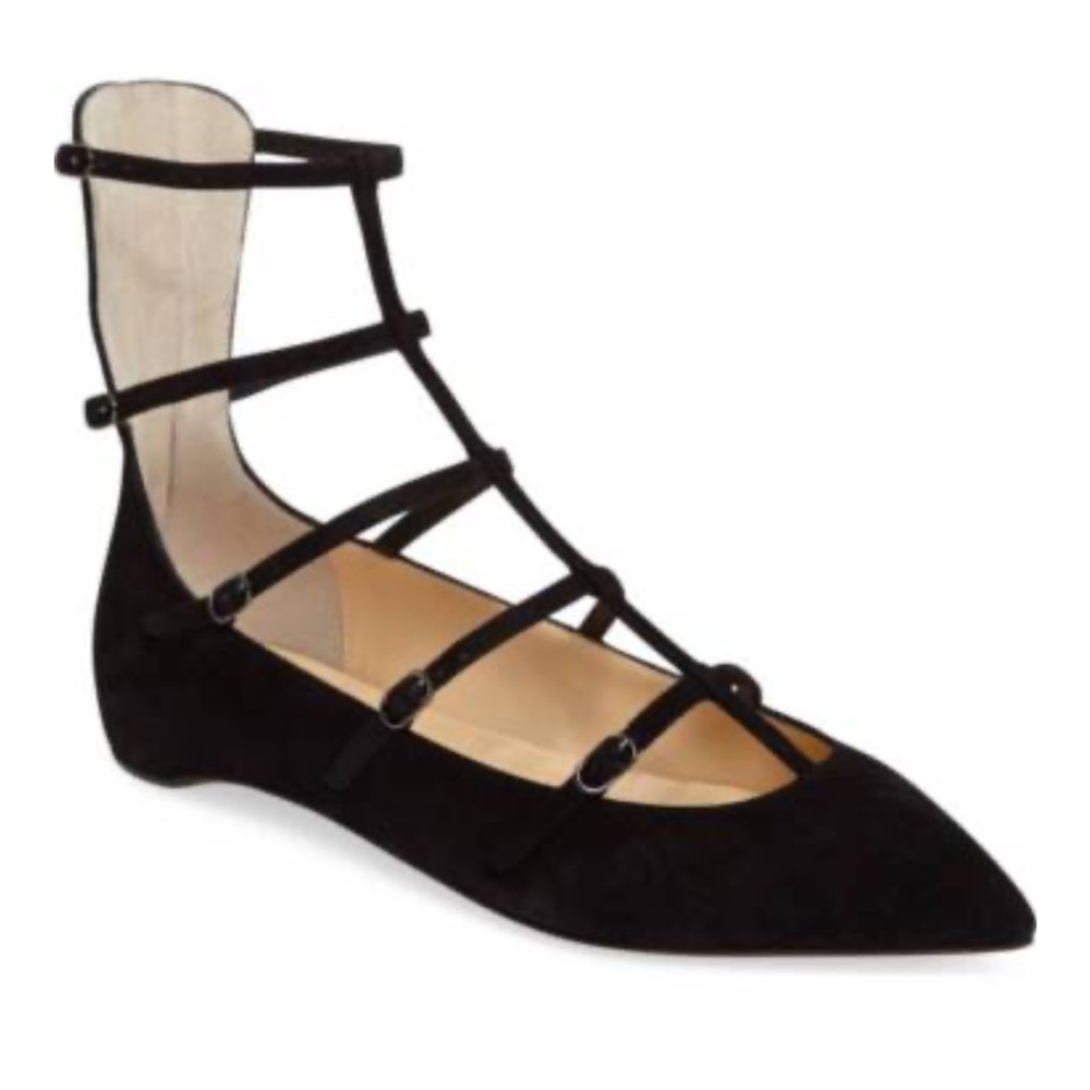 Christian Louboutin Toerless Muse suede black buckle flats RETAIL 995